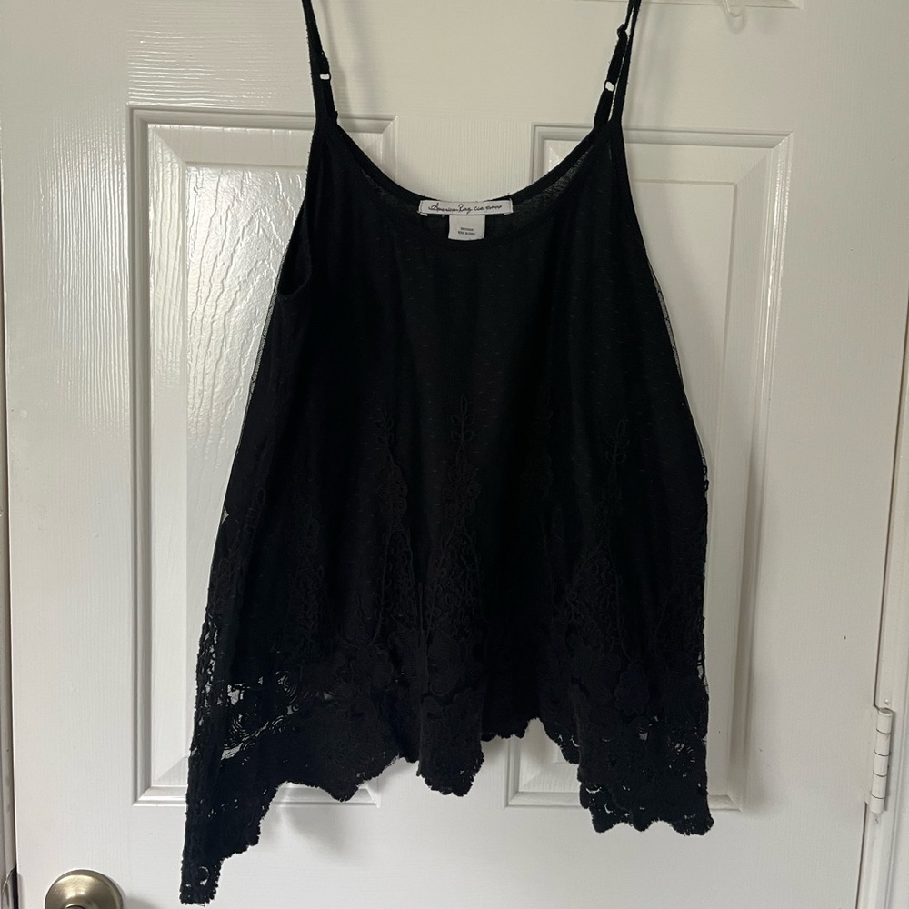 American Rag Cami Crochet Black